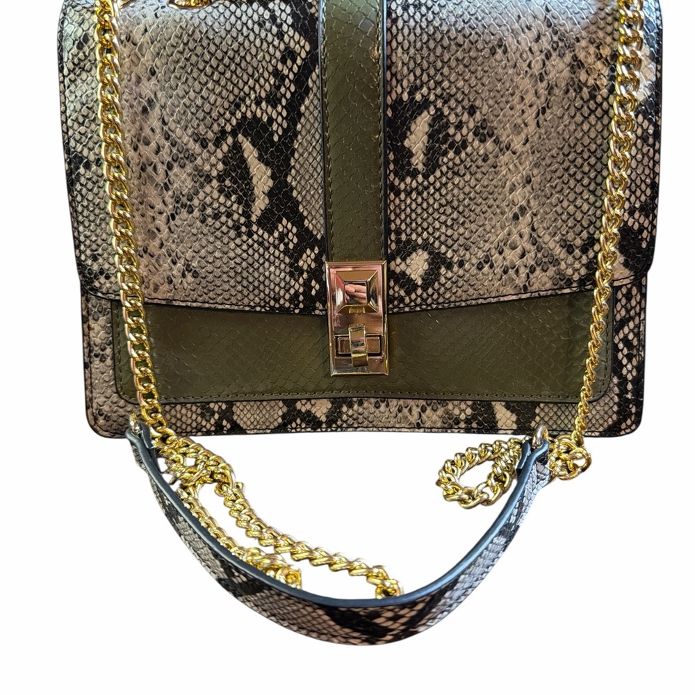 Aldo Greenwald Python Print Messenger Bag | Gold … - image 1